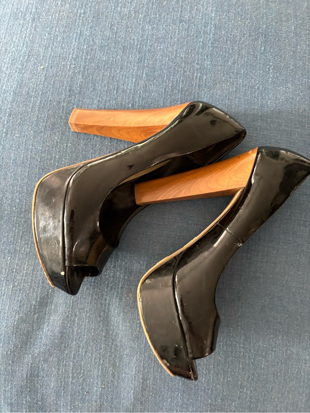 Black Patent Platform High Heel Pumps